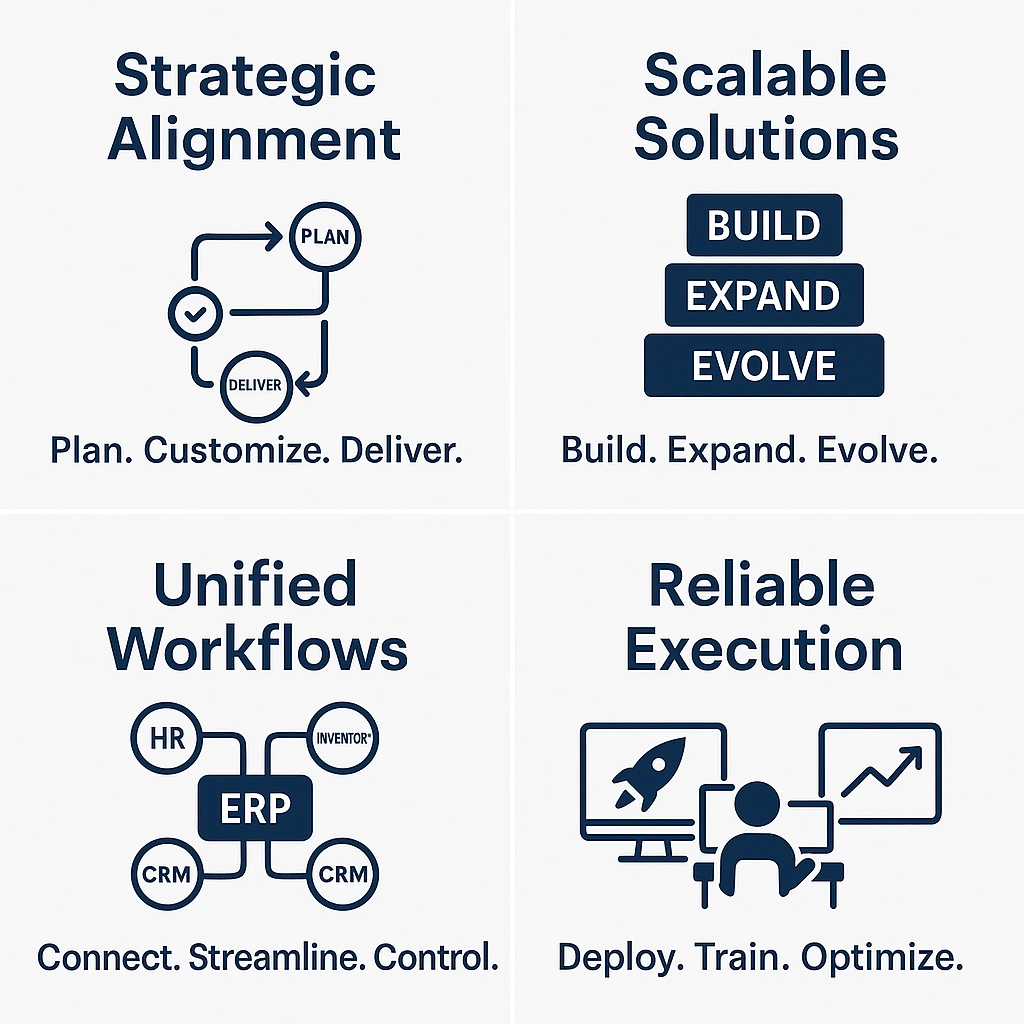 ERP implementation, ERP customization, Odoo, SAP, Oracle ERP, IVIS ERP, ERP deployment, enterprise resource planning, ERP consultants, process automation, ERP integration